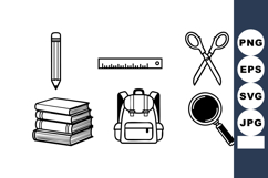 School supplies vector set with pencil ruler scissors backpa Product Image 1