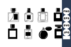 Collection of black and white perfume bottle vector designs Product Image 1