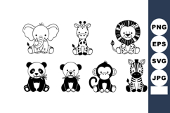Cute baby animals vector set featuring elephant giraffe lion Product Image 1