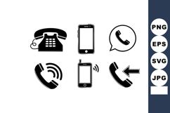 Telephone and mobile phone icons with call symbols vector se Product Image 1