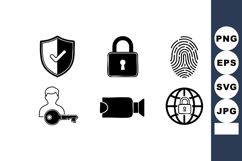 Cybersecurity icons including shield with check, padlock, fi Product Image 1