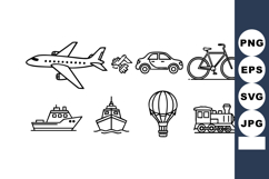 Transportation icons including airplane, handshake, car, bic Product Image 1