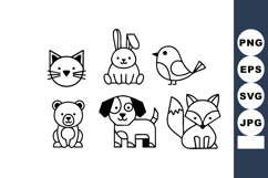 Cute animal faces and silhouettes including cat rabbit bird Product Image 1