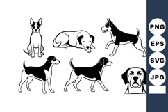 Various dog breeds vector line art collection with sitting a Product Image 1