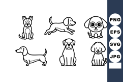 Six different dog breeds outline vector icons for pet and an Product Image 1