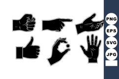 Hand gesture icons set with various signs including fist thu Product Image 1