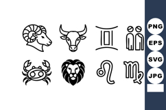 Zodiac signs vector set featuring Aries Taurus Gemini Cancer Product Image 1