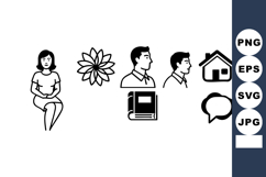 Woman sitting with speech bubble and home icon beside flower Product Image 1