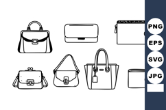 Collection of black and white handbag vector icons with vari Product Image 1