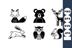 Forest animals vector set including fox, bear, deer, rabbit, Product Image 1