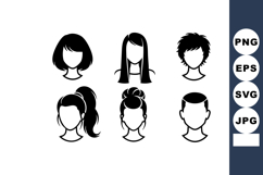 Set of female and male avatar icons with various hairstyles Product Image 1