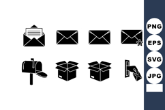 Mail and package delivery icons set with envelope mailbox op Product Image 1