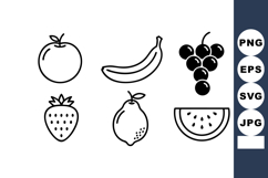 Fruit icons vector set with apple banana grapes strawberry l Product Image 1