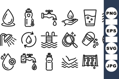 Minimalist Water Icon Vector Set for Web Design Product Image 1