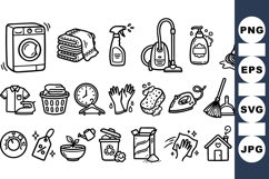 Hand Drawn Cleaning Tools Clipart Bundle for Laundry Product Image 1