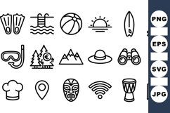 Minimal Line Travel and Summer Adventure Icon Pack Product Image 1