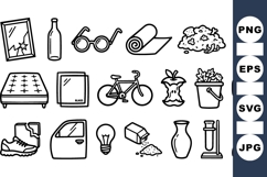 Minimalist Line Art Objects Vector Icon Set Bundle Product Image 1