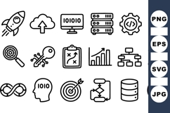 Line Art Tech Strategy Icon Bundle For Digital Projects Product Image 1