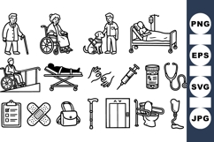 Medical and Elderly Care Icon Set for Health Graphics Product Image 1