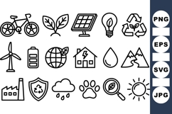Eco Friendly Line Icon Set for Sustainable Projects Product Image 1