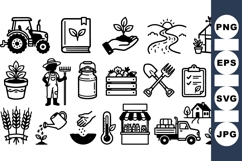 Vector Farm And Gardening Tools Icon Bundle Product Image 1