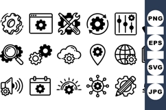 Vector Gear Icon Set for Web and App Design Product Image 1