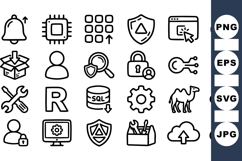 Technology Security Icon Set Vector Bundle Product Image 1