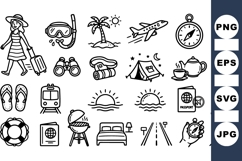 Hand Drawn Travel Icon Clipart Bundle for Vacations Product Image 1