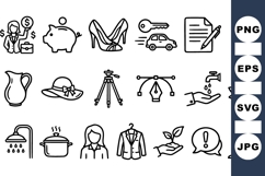 Minimalist Lineart Everyday Icon Vector Bundle Product Image 1