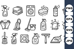 Hand Drawn Household Cleaning Tools SVG Set Product Image 1