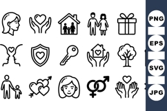 Outline Love Family Icon Set For Printables Product Image 1