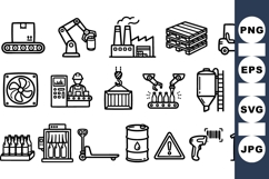 Industrial Factory Production Line Icon Set Bundle Product Image 1