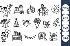 Birthday Celebration Icon Vector Clipart Bundle Product Image 1