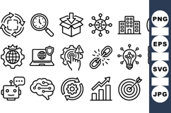 Technology Outline Icon Set For Digital Projects Product Image 1