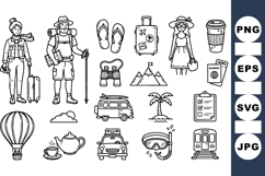 Hand Drawn Travel Adventure Icon Clipart Set Bundle Product Image 1