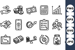 Hand Drawn Financial Money Icon Vector Set Product Image 1