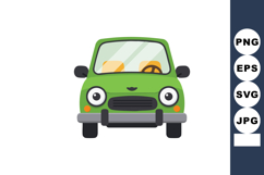 Green compact car front view vector illustration with simple Product Image 1