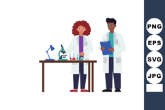 Scientists working in laboratory with microscope and test tu Product Image 1