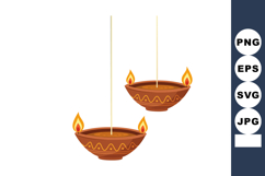 Traditional hanging oil lamps with decorative patterns and g Product Image 1