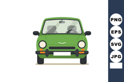 Green vintage car front view vector illustration with simple Product Image 1