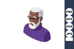 Elderly man with white hair and beard wearing glasses and pu Product Image 1