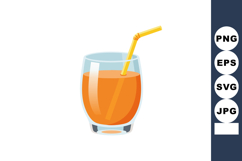 Orange juice glass with yellow straw vector illustration for Product Image 1