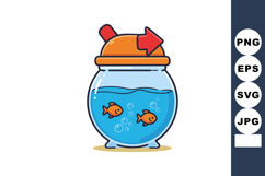 Goldfish in round fishbowl with water and red lid showing ri Product Image 1