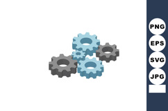 Isometric gears mechanical system concept with blue and gray Product Image 1