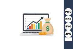 Financial growth concept with laptop showing increasing bar Product Image 1