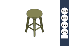 Wooden stool with round seat and four legs simple rustic fur Product Image 1