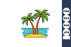 Palm trees on tropical island with ocean background summer b Product Image 1