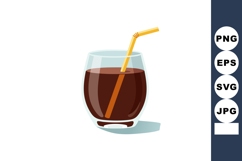 Glass of dark soda drink with yellow straw vector illustrati Product Image 1