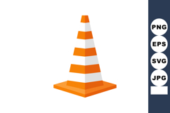 Traffic cone safety equipment orange and white striped hazar Product Image 1