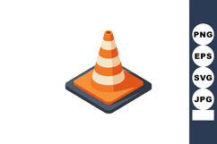 Traffic safety cone with orange and white stripes isometric Product Image 1